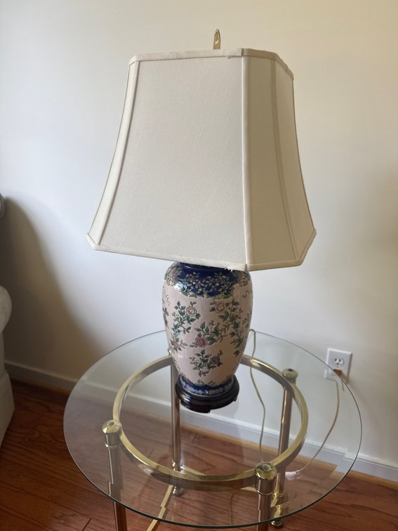 Floral Ceramic Vase Table Lamp with Fabric Shade