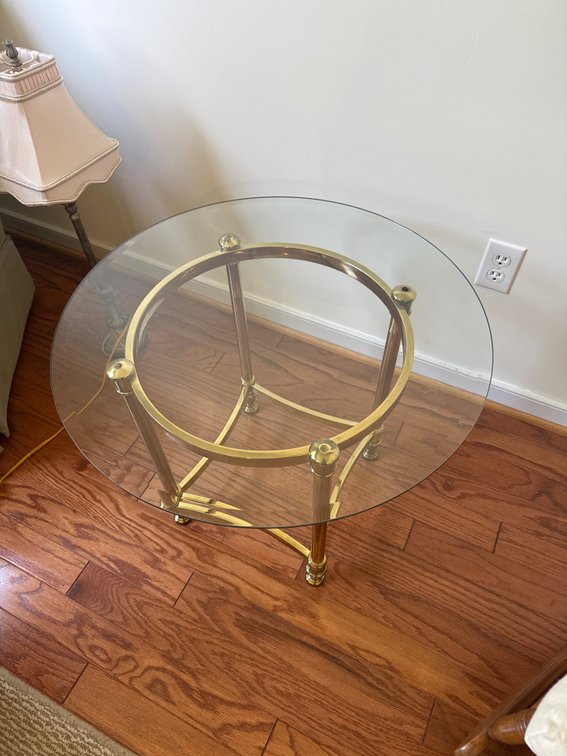 Round Brass and Glass Side Table