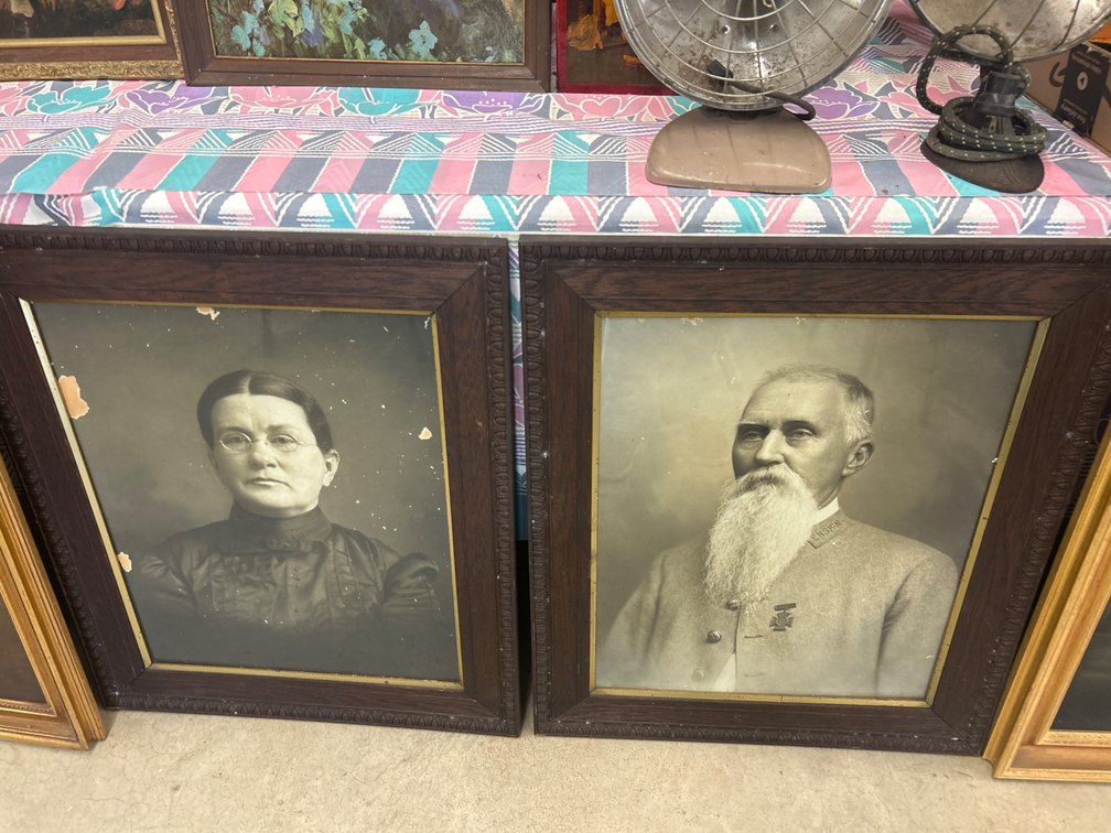 Pair of Framed Portraits of a Man and Woman