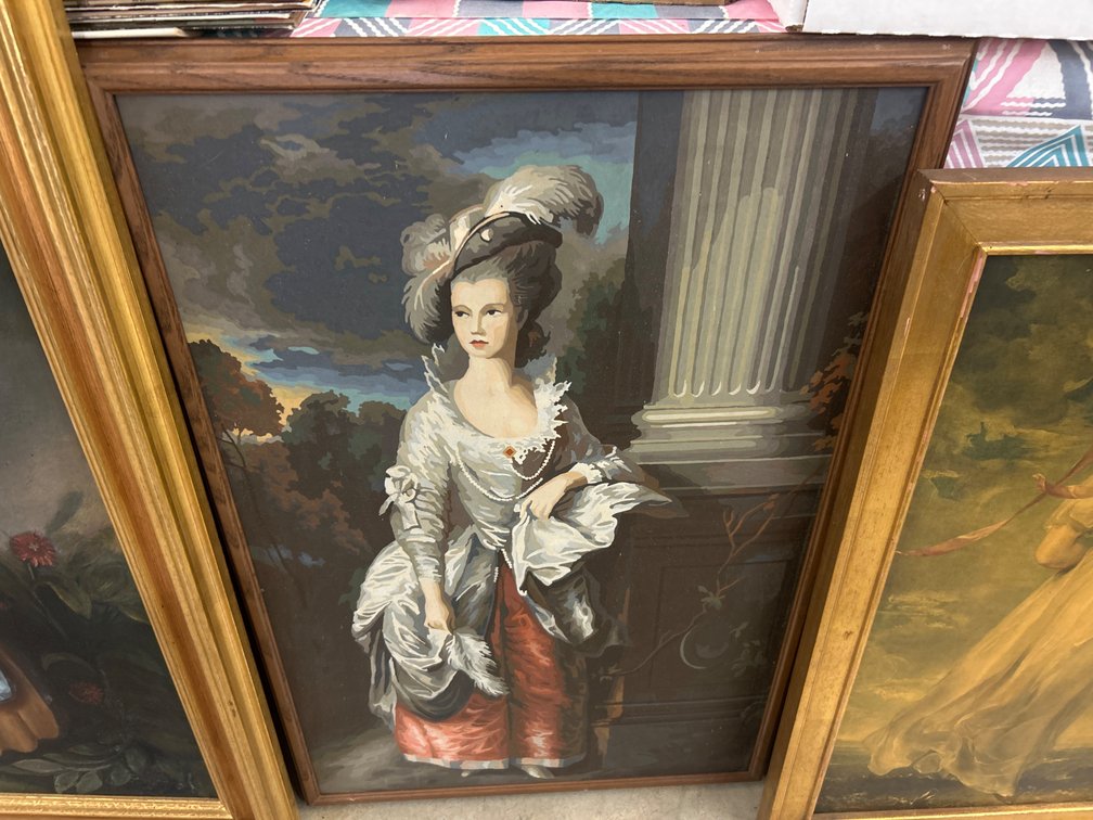 Framed Paint-by-Number Portrait of an 18th-Century Woman
