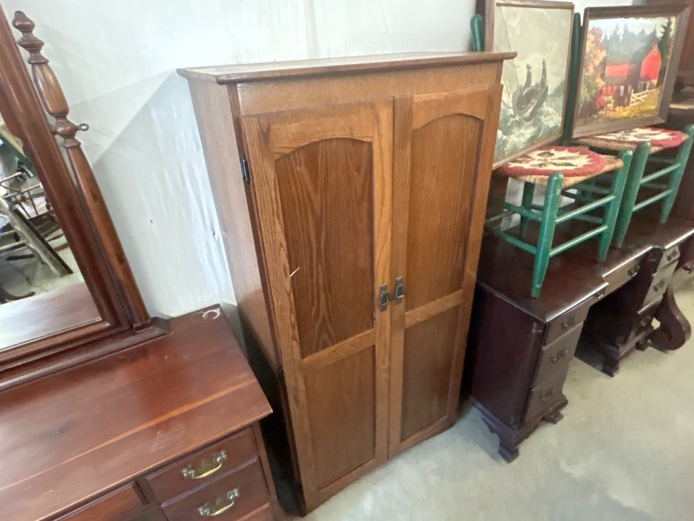 Two-Door Wood Storage Cabinet with Interior Shelves