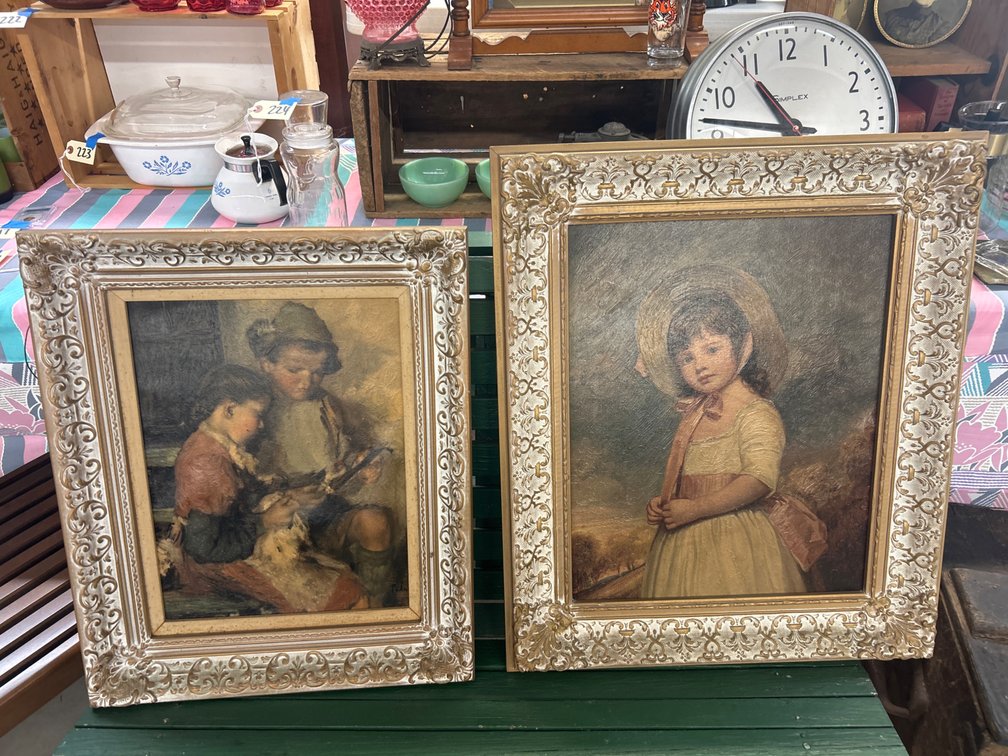 Pair of Framed Portraits of Children in Ornate Frames