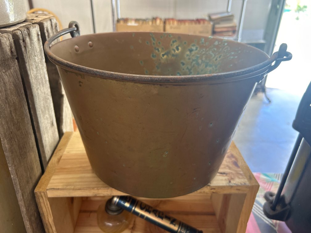 Tapered Copper Bucket with Metal Bail Handle