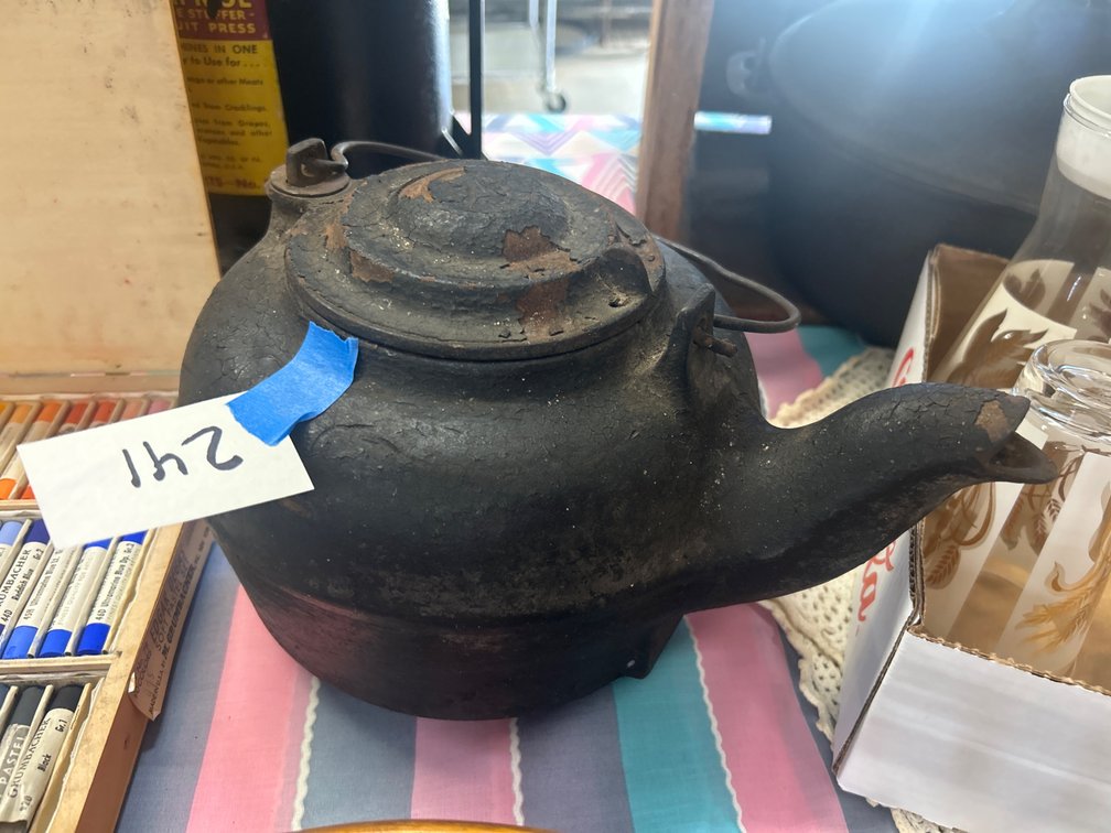 Cast Iron Tea Kettle with Wire Bail Handle