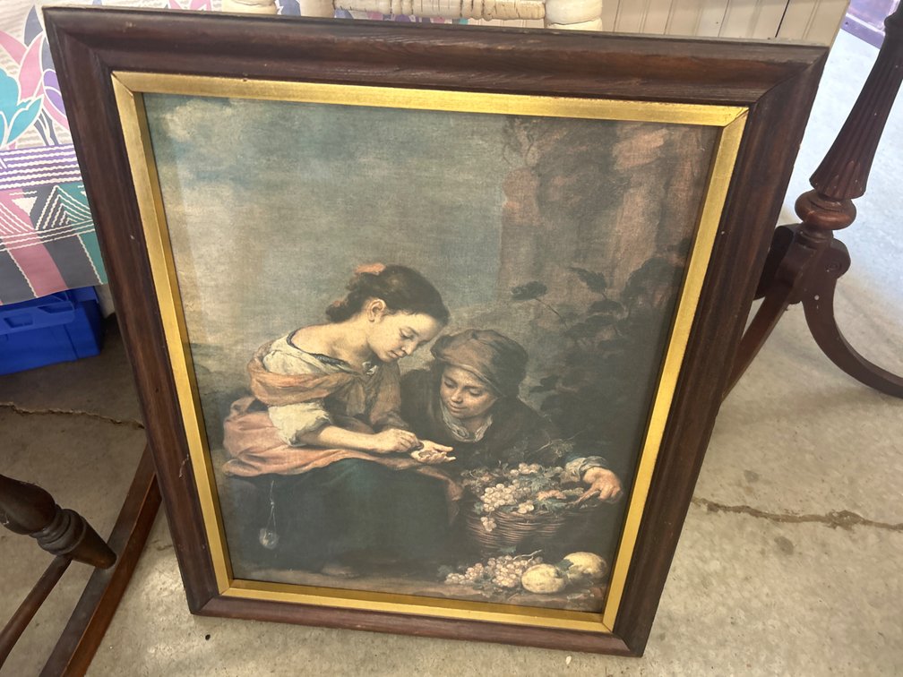 Framed Art Print of Children with Fruit Basket
