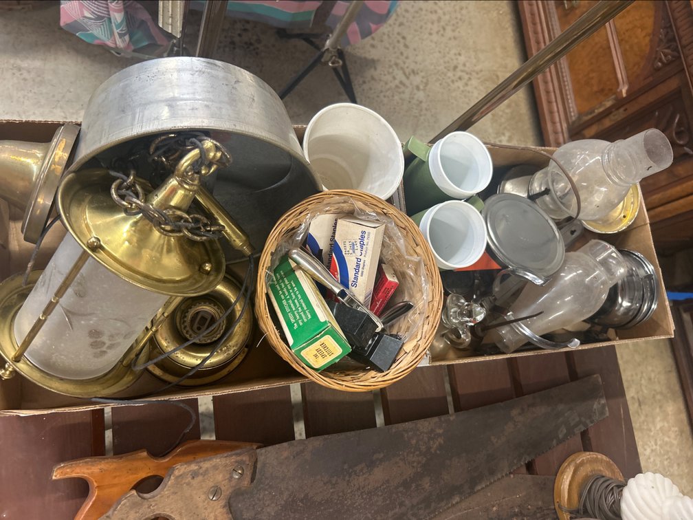 Brass Lantern Fixture, Glassware, and More