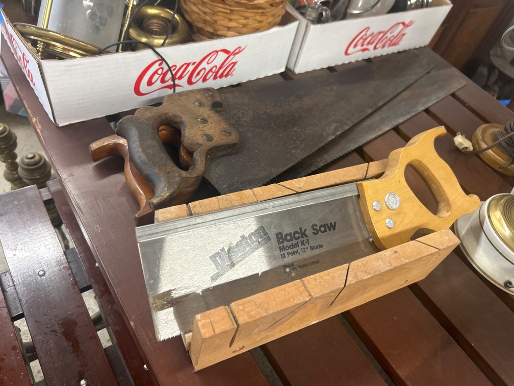 Hand Saws, Back Saw, and Slotted Wooden Miter Box