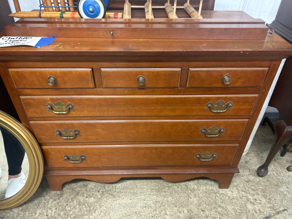 Wooden Six-Drawer Chest of Drawers with Mirror