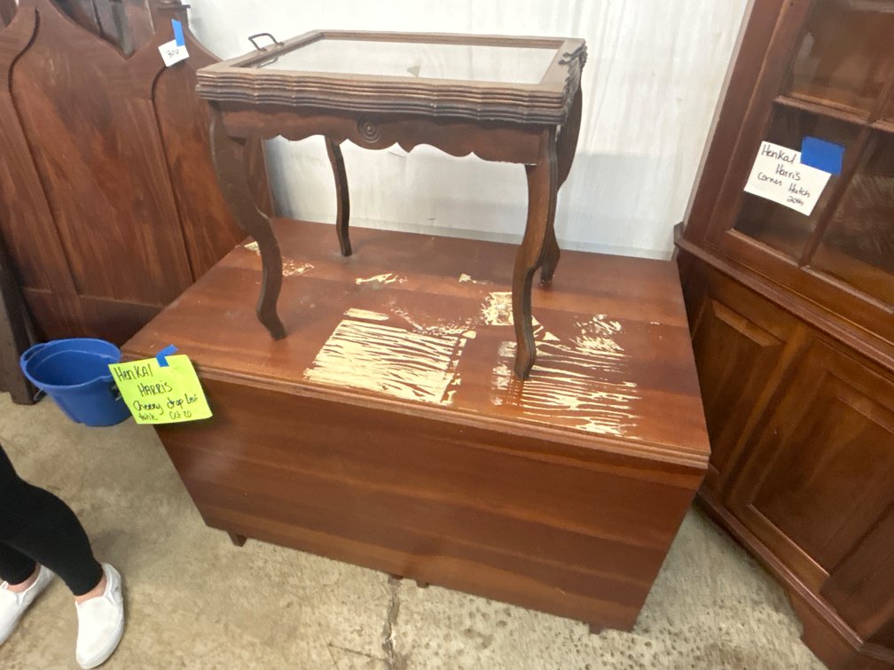 Wood Drop-Leaf Table and Glass-Top Tray Table
