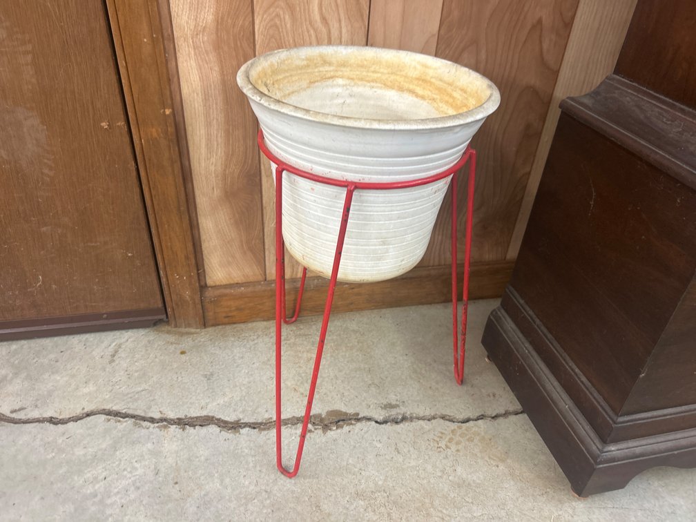 Vintage Flower Pot with Wire Stand