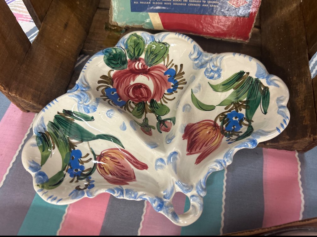 Italian Ceramic Three-Compartment Serving Dish