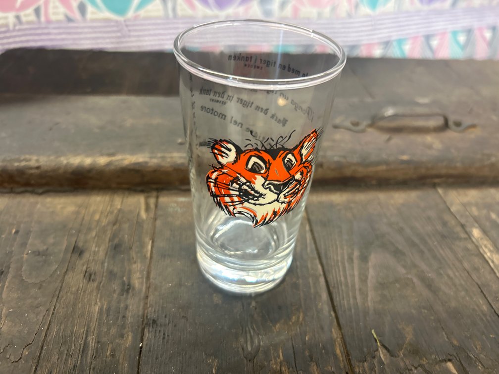 Glass Drinking Tumbler with Multilingual Tiger Slogans