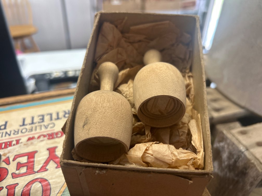 Pair of Turned Wooden Butter Stamps with a Personalized “M” for the Marsh Family