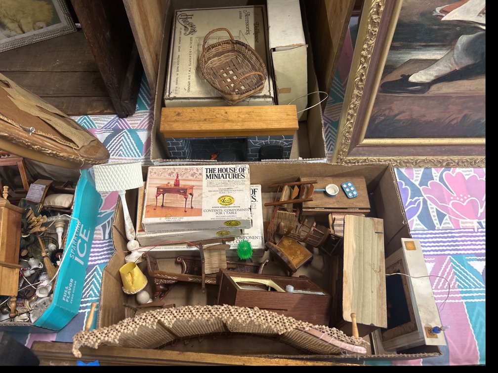 Lot of 2 boxes full of Dollhouse Miniature Furniture, Kits, and Accessories