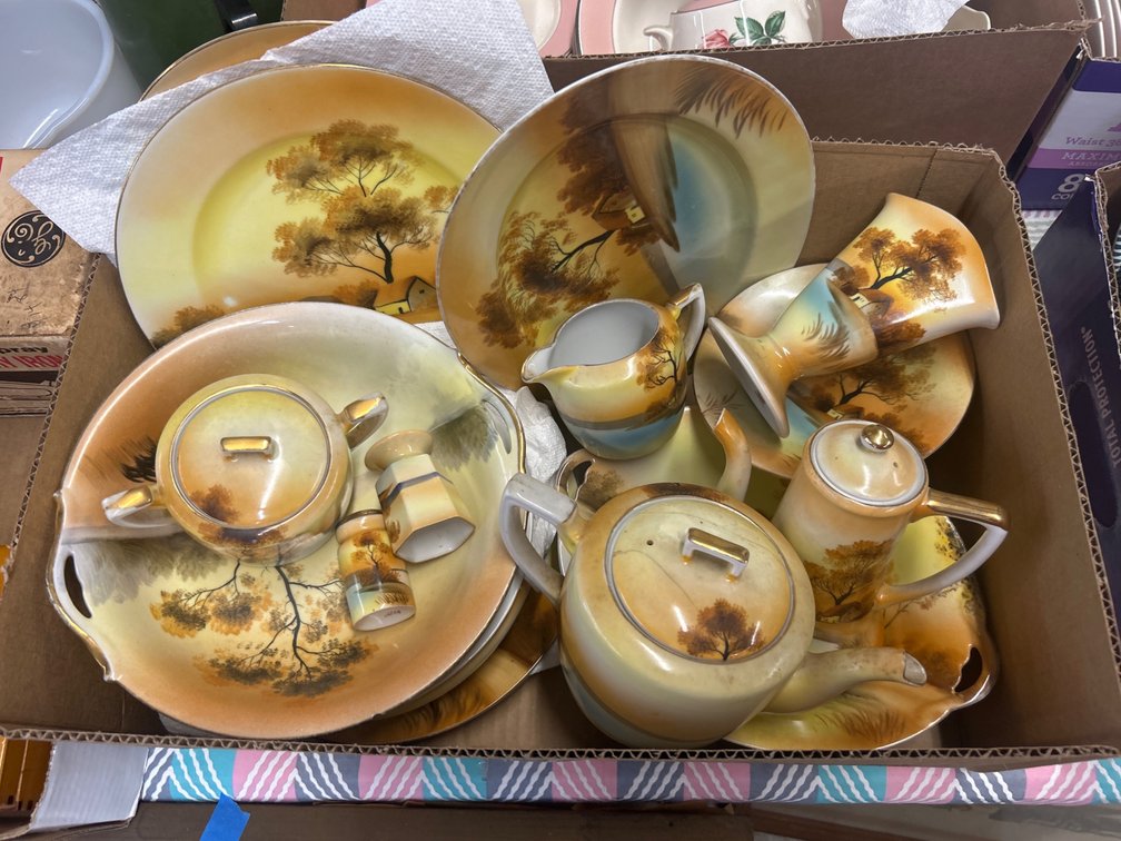 Hand-Painted Porcelain Tea and Dessert Service