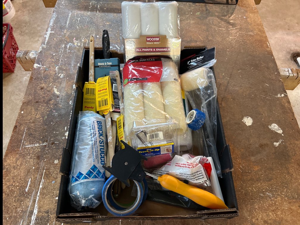Box Lot of Painting Supplies