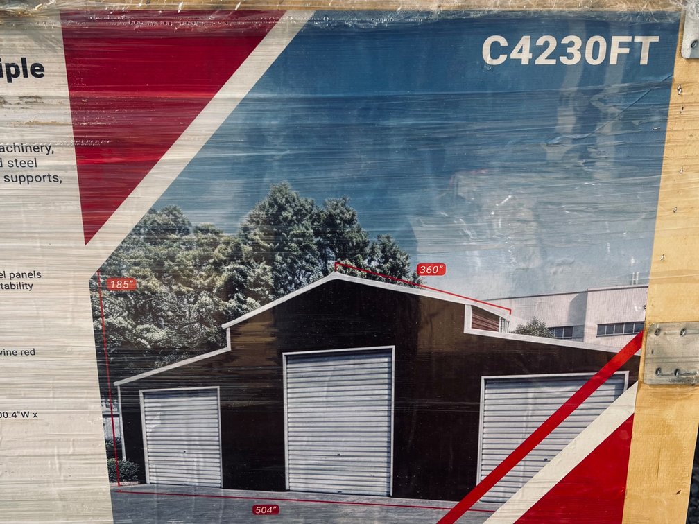 TRIPLE GARAGE METAL SHED 42' X 30' X 15.4'