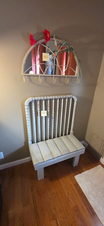 15" x 30" x 43" Custom Bench & Mirrored Coat Rack