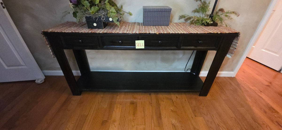 15" x 65" Entryway Table with 4 drawers
