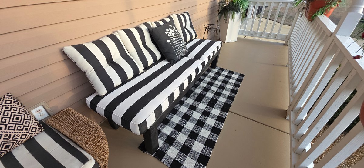 Homemade Outdoor Lounger with Cushions and Rug