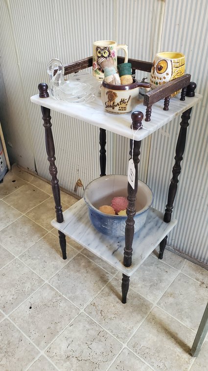 Marble Table and Contents