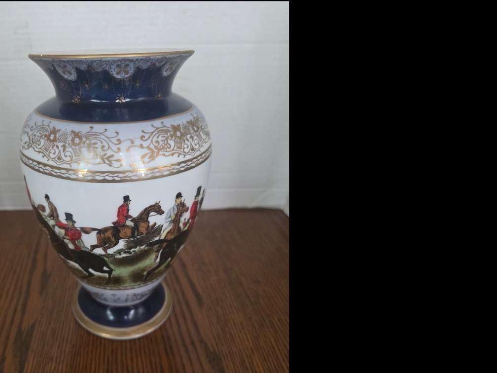 Limoges  Hunting Scene Porcelain  Vase