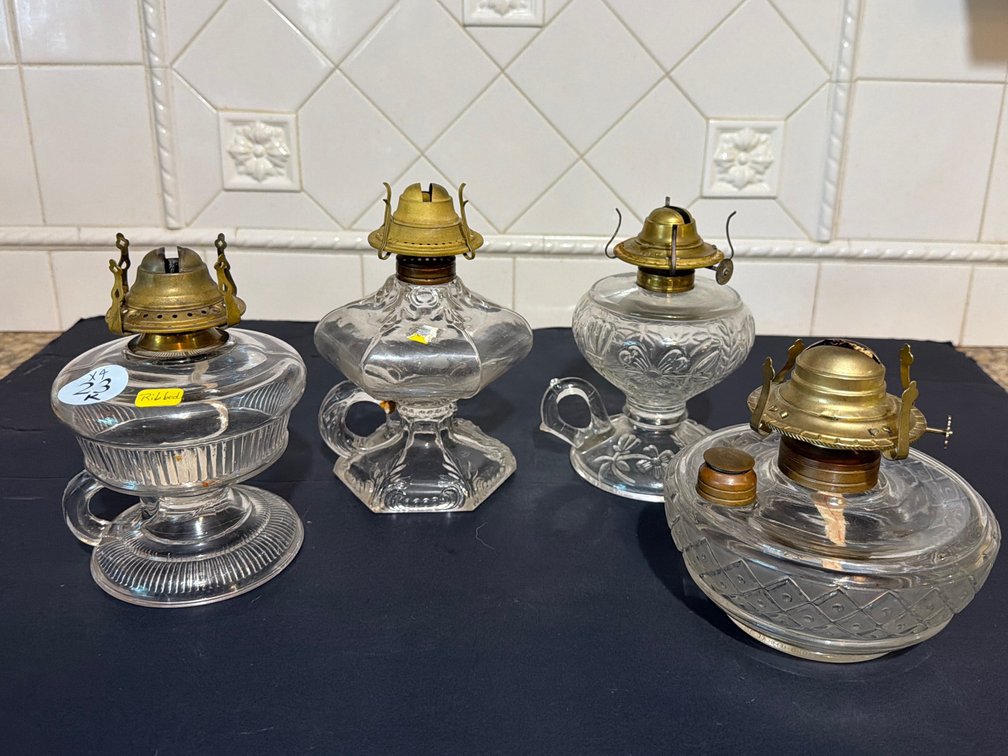 Vintage Clear Glass Oil Lamps Lot of 4