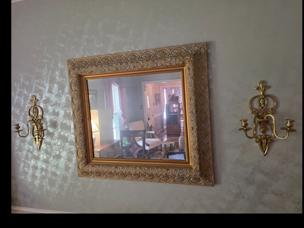 Gone Toned Framed Mirror  with 2 wall Sconces