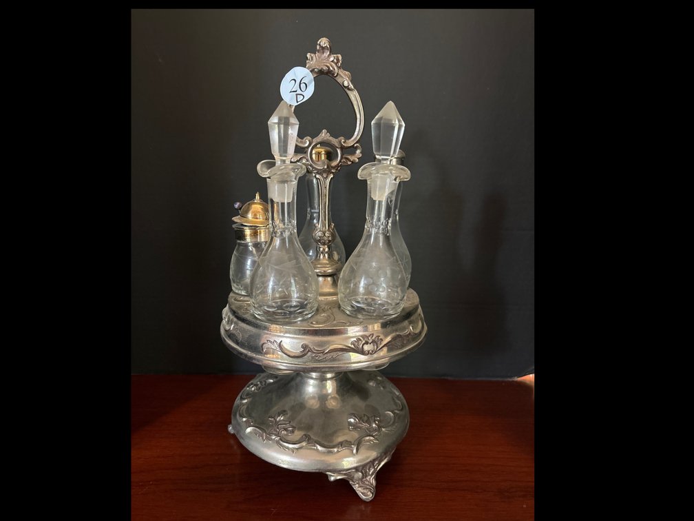 Antique silverplate caster set; 14” tall