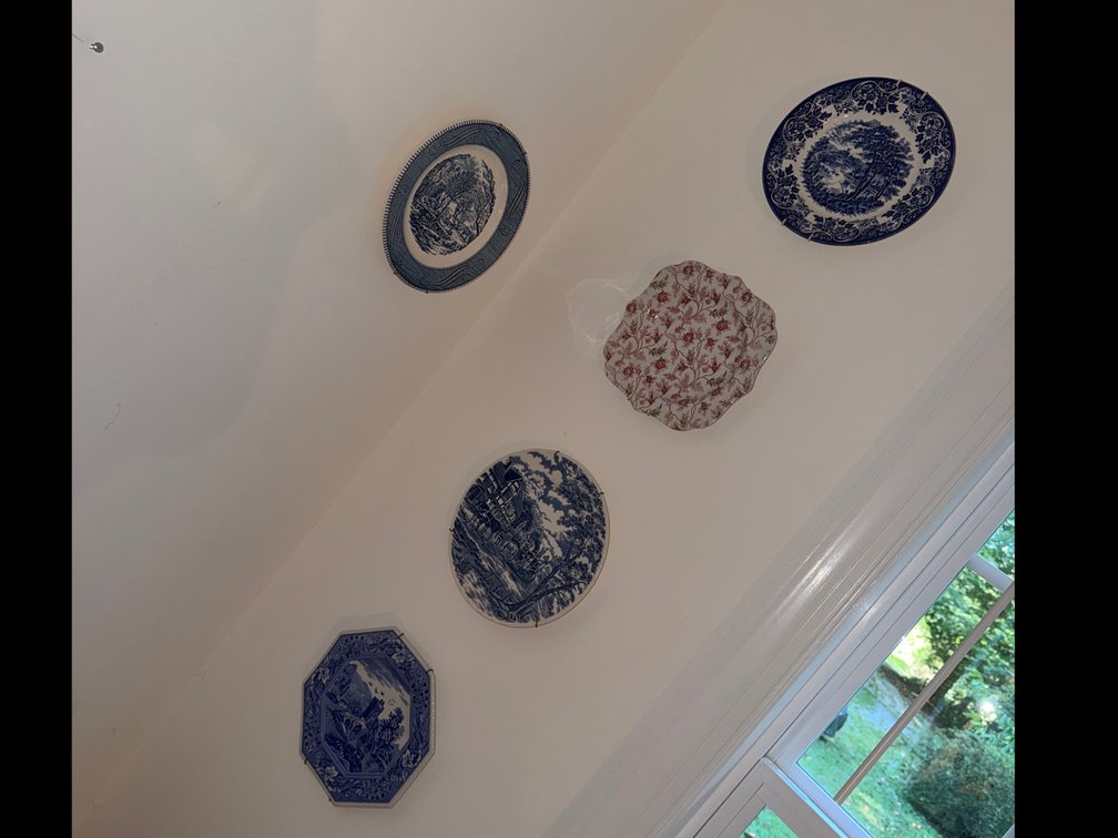 Lot of 5 Blue & White Transfer-ware & Scalloped Floral Platter Set x5