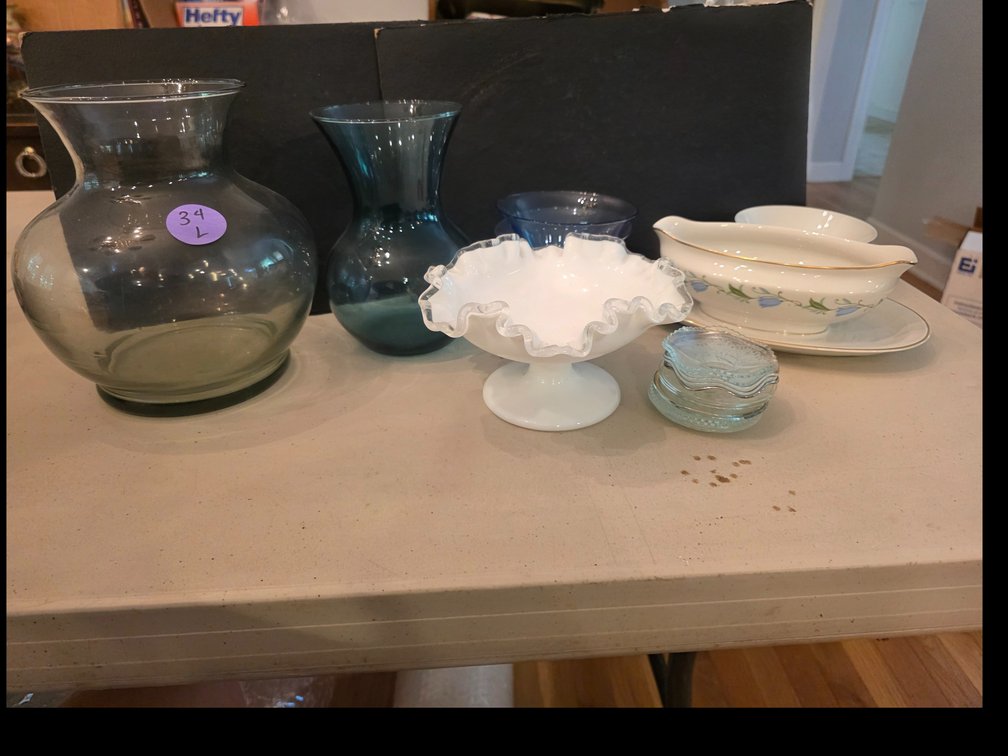 Vases, glass bobeches, Gravey Boat