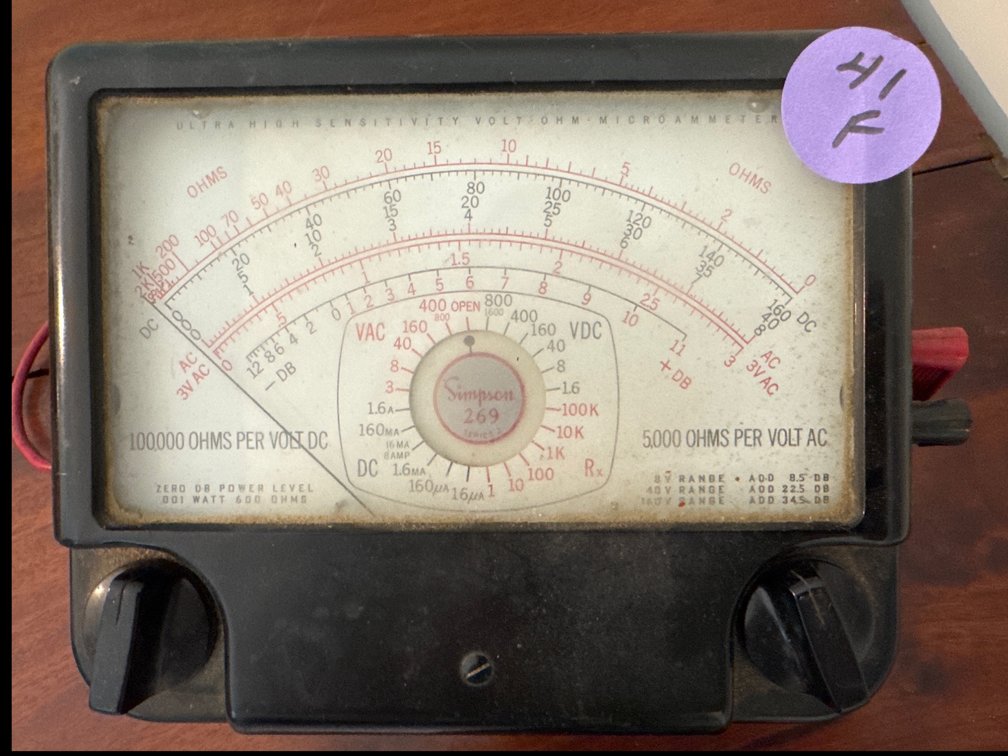 Vintage Simpson Model 269 Ultra High Sensitivity Volt-Ohm-Microammeter (VOM) Analog Multimeter