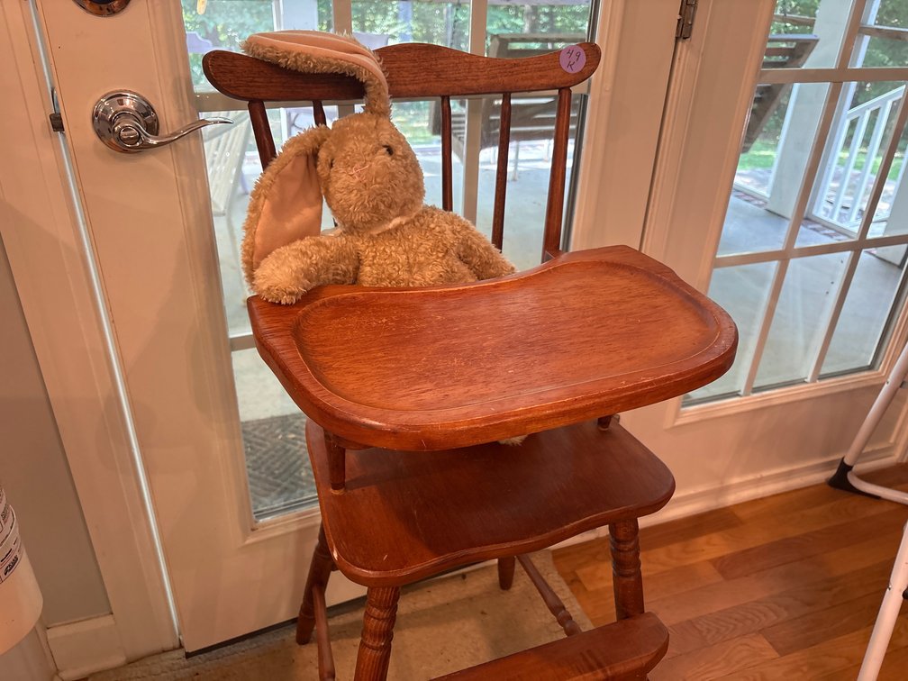 Wooden High Chair with Bunny