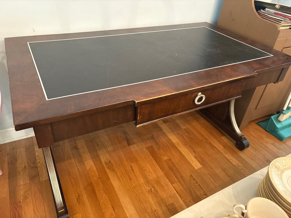Neoclassical Style Executive Writing Desk with Inlaid Top