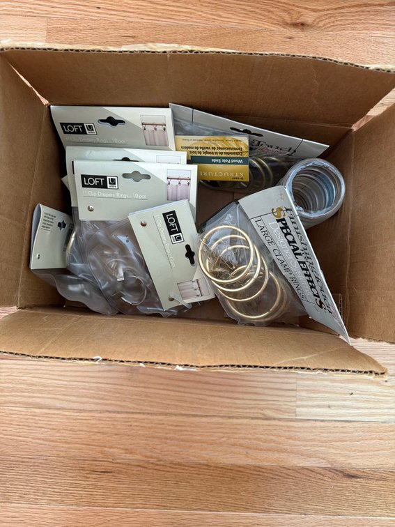 Assorted Curtain Hardware Box Lot