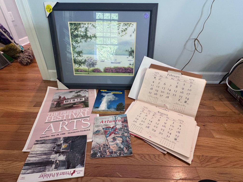Wall Art Framed Wooden and Glass Civil War Magazine and Historic Calendars