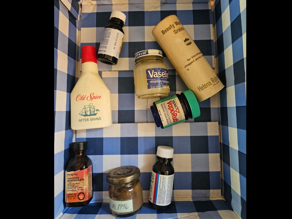 Vintage collectible toiletries, vaseline, old Spice cologne
