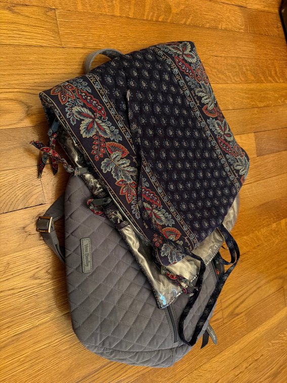 Vera Bradley Quilted Gray Crossbody Bag & Hanging Travel Organizer