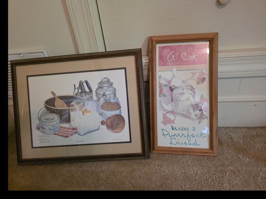 Framed art print is titled "Butter Times" by American artist C. Don Ensor.