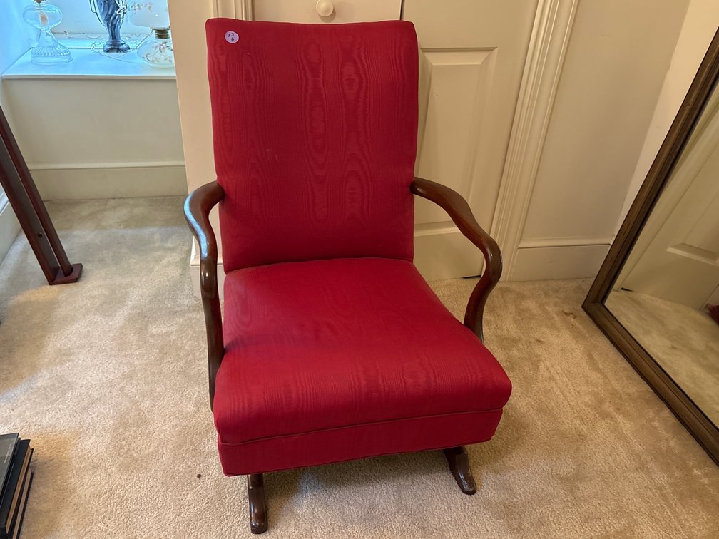 Red Upholstered Rocking Chair Wood Arms