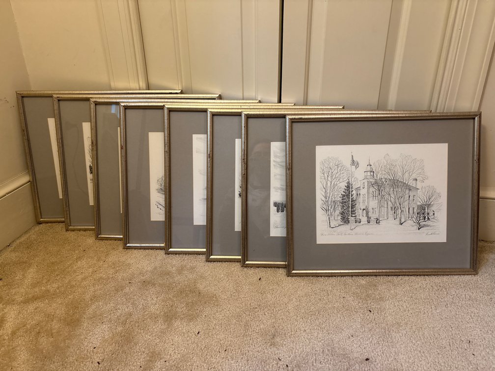 "Eight Sketches for Framing... by Kenneth Harris" produced by the Manassas Centennial Commission for the Town of Manassas, Virginia Centennial (1873-1973) (x8)