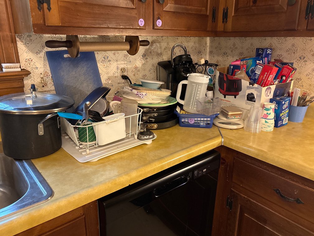 Kitchen Organization & Utility Lot: Cookware, Storage Wrap Boxes, Paper Goods, & Dish Rack