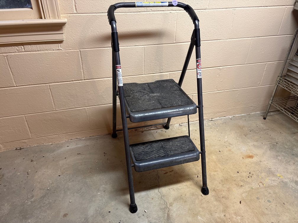 Werner 2-Step Folding Step Stool with Comfort Rail: Heavy-Duty Steel Step Ladder with Non-Slip Treads