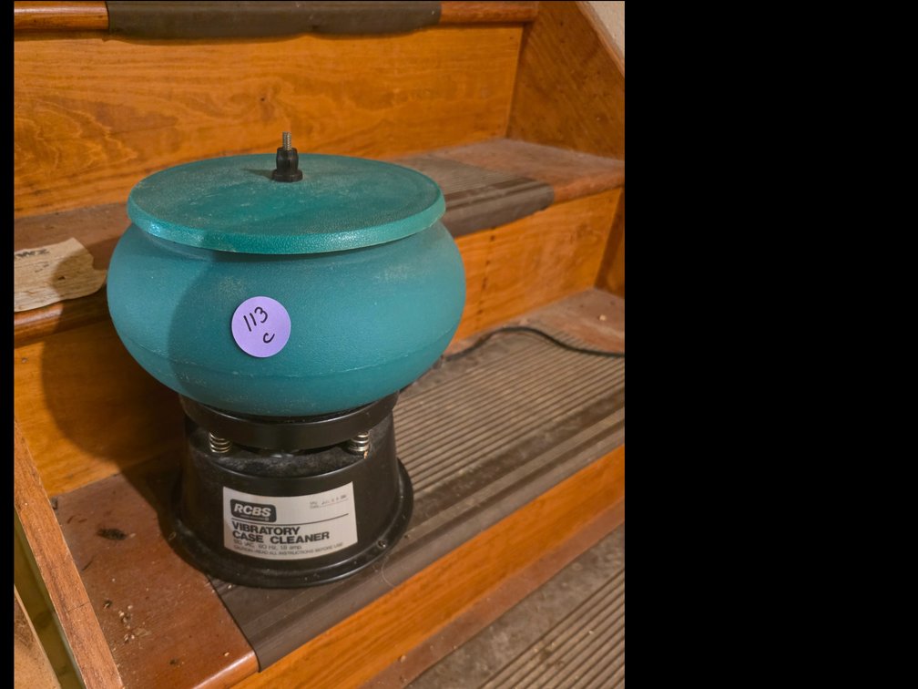 RCBS Vibratory Case Cleaner used for cleaning and polishing brass ammunition cases.