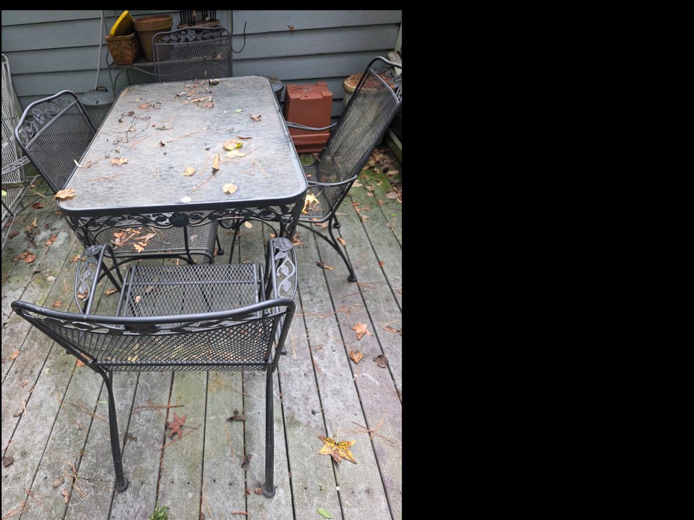 Metal Table with Glass Top and 4 Chairs
