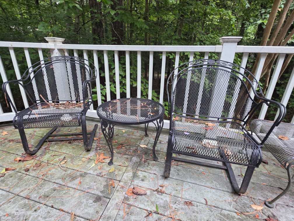 Metal Chairs and  Accent Table