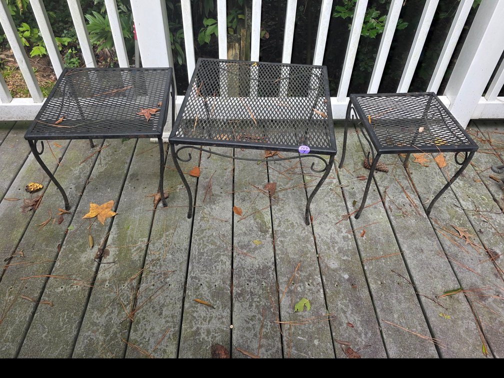 Wrought Iron  and  Mesh Accent Tables