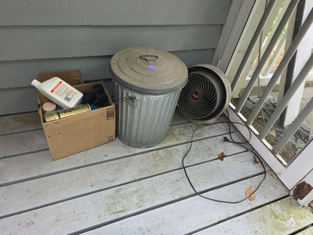 Galvanized  can With slide, Vornado  Fan, etc