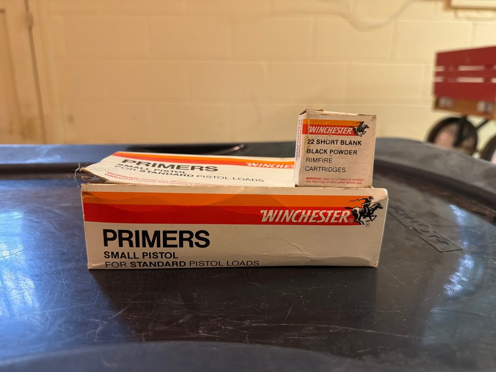 Winchester Small Pistol Primers and .22 Short Blank Rimfire Cartridges