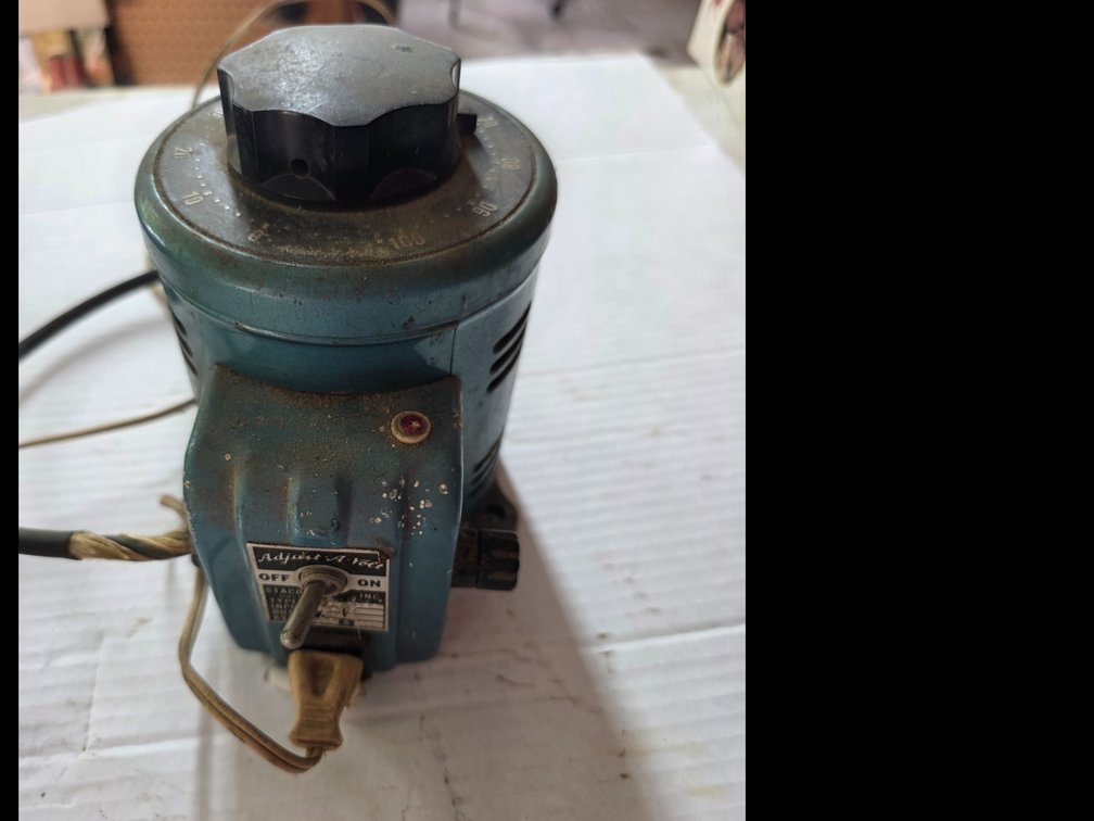 Vintage Adjust-A-Volt variable autotransformer (commonly known as a variac),